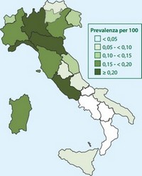 Prevalenza delle persone viventi con l'HIV e con l'AIDS (per 100 residenti)
